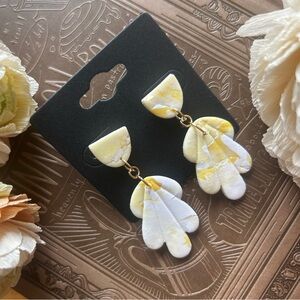Chic Yellow and White Dangle Earrings